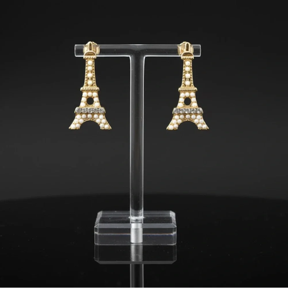 Gold Eiffel Tower Earrings Vintage